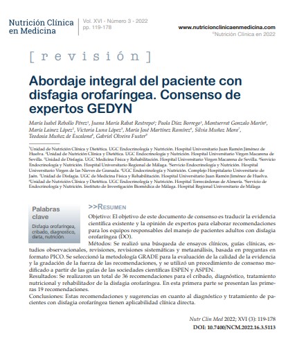 Abordaje integral del paciente con disfagia orofaríngea. Consenso de expertos GEDYN