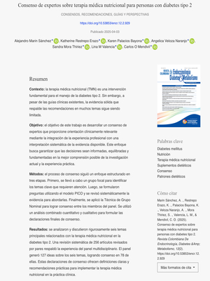 Consenso de Expertos sobre Terapia Médica Nutricional para Personas con Diabetes Tipo 2